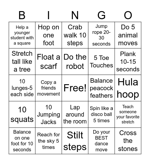Get in the Groove Bingo Card