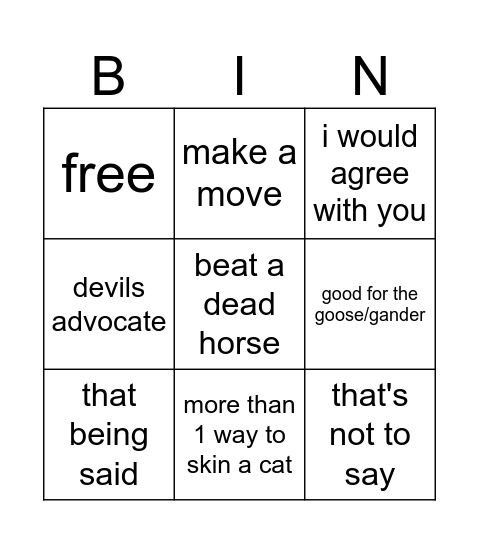 Untitled Bingo Card