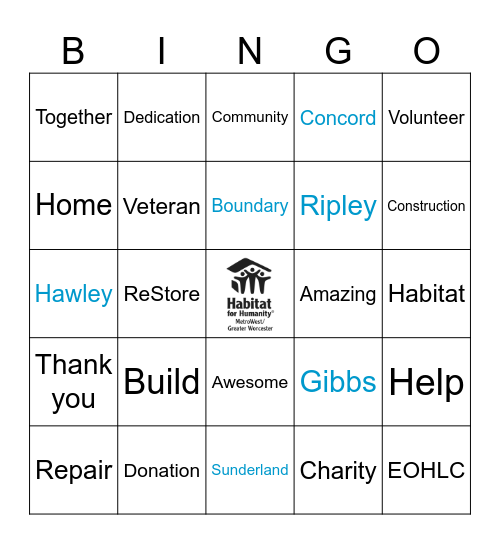 Habitat Bingo Card