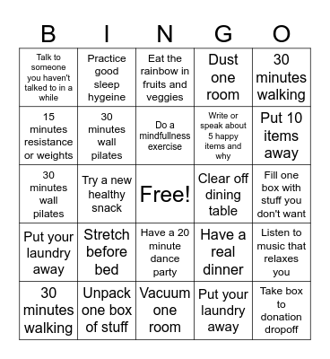 Healthy Bingo Card