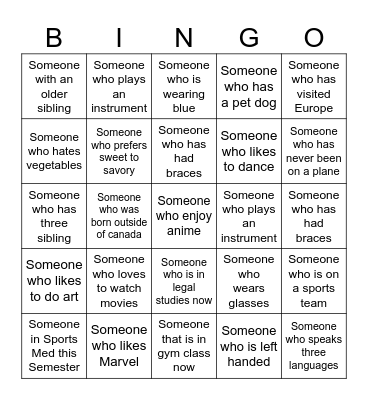 Wow!!! My classmates are epic Bingo Card