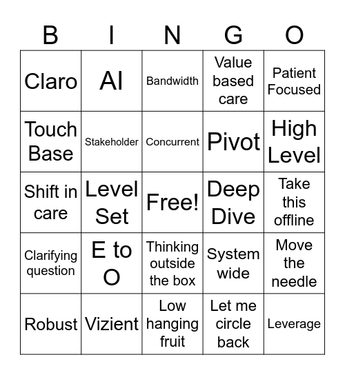 Town Hall Bingo Card
