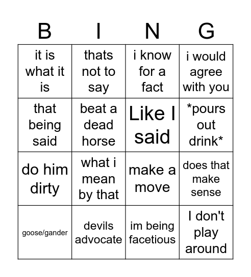 mr m bingo Card