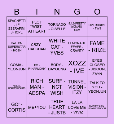 end of 2025 kpop bingo Card