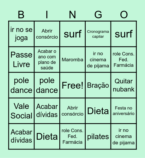 BINGO 2026 Bingo Card