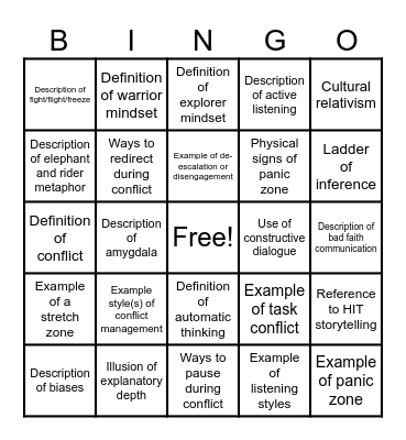 C+C Gallery Bingo Card