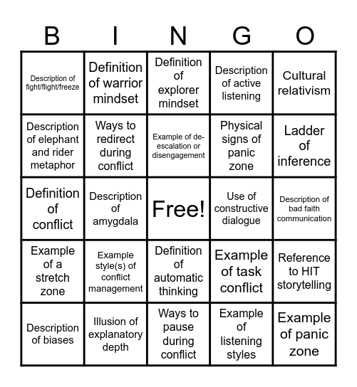 C+C Gallery Bingo Card