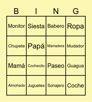 Baby Shower Bingo Card