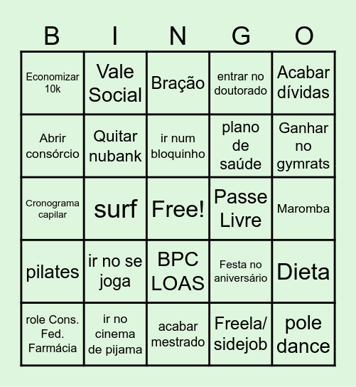 2026 Bingo Card