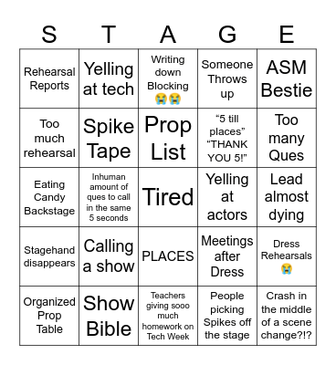 Stage Management<3 Bingo Card