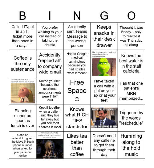 work work work work work! Bingo Card
