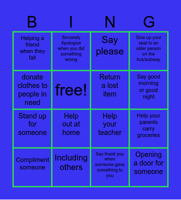Kindness bingo Card