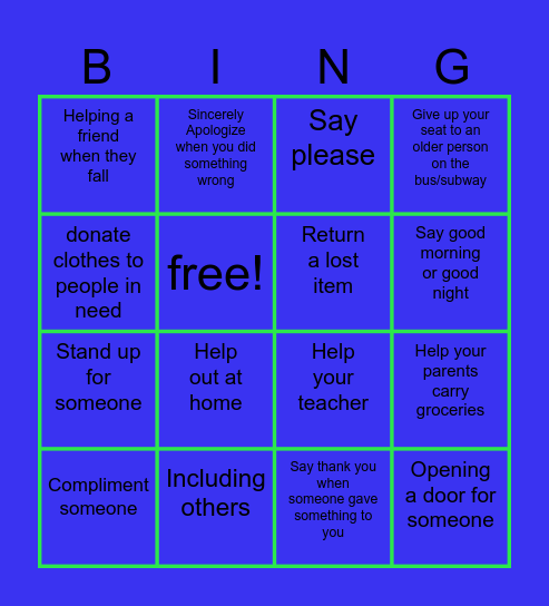 Kindness bingo Card