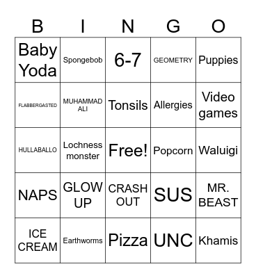 BINGO TIME! Bingo Card