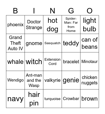 Infinite Craft Bingo 1 Bingo Card