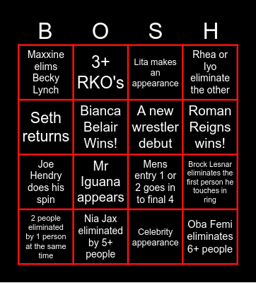 ROYAL RUMBLE Bingo Card