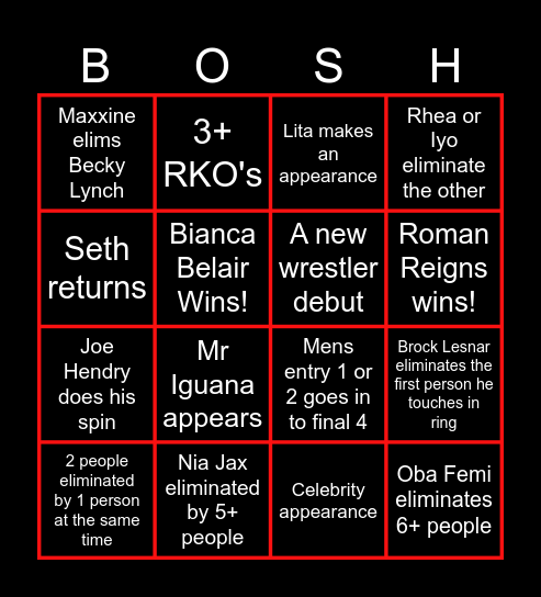 ROYAL RUMBLE Bingo Card