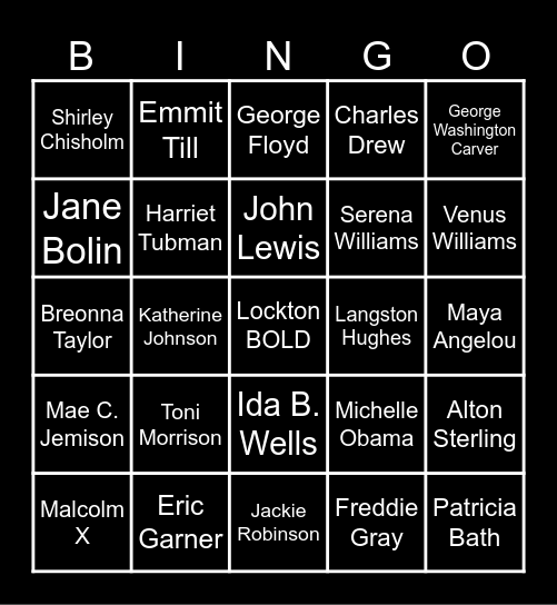 Lockton BOLD BHM Bingo Card