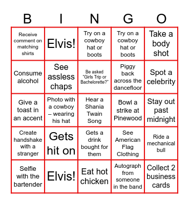 Nashville Bingo Card