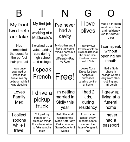 Resurrection FM Bingo Card