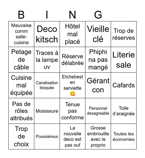 Cauchemars en cuisine Bingo Card