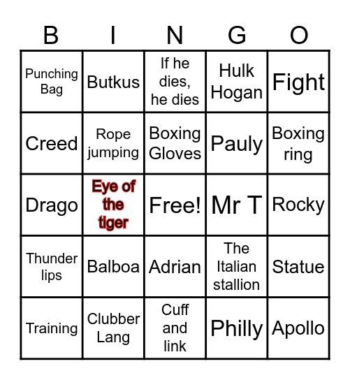 A "Rocky" Valentines Day Bingo Card