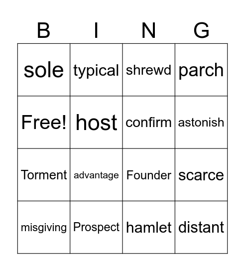 Lesson 9 Bingo Card