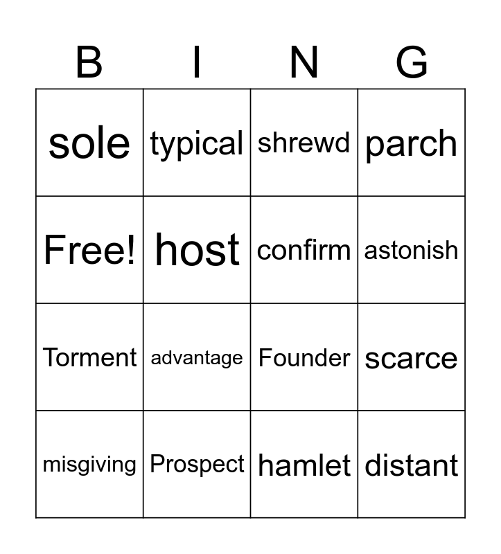 Lesson 9 Bingo Card