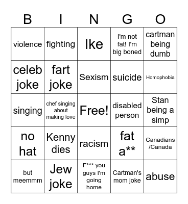 SOUTH PARK BINGO Card