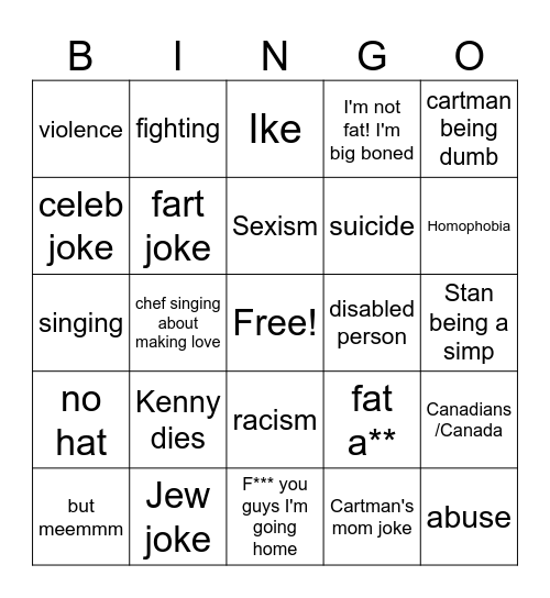SOUTH PARK BINGO Card