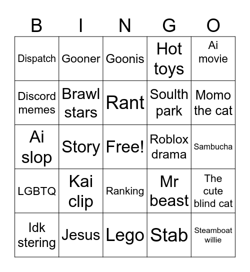Yt Shorts bingo Card