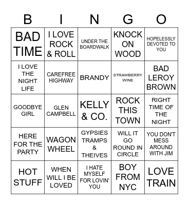MUSIC BINGO WITH KELLY & CO. Bingo Card