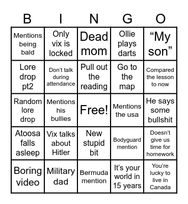 Shepherd/Socials Bingo Card