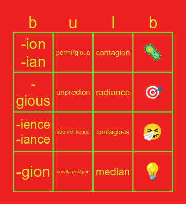 bulb! Bingo Card