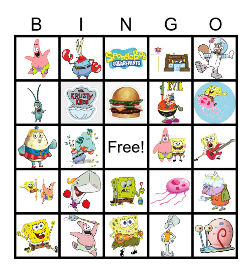 Spongebob Bingo Card
