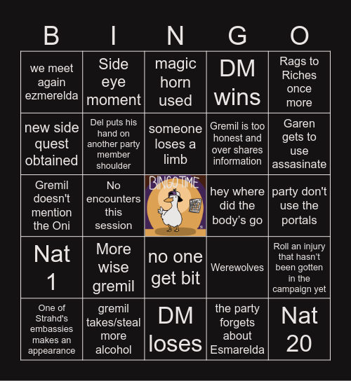 CoS S2 E9 | Under the Shadow of Dragons Bingo Card