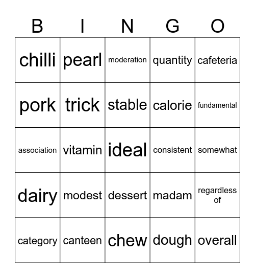 Unit 3 Bingo Card