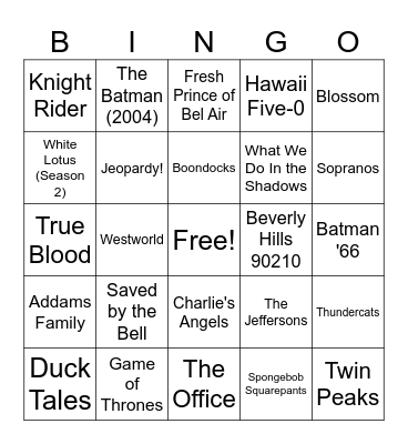 TV Themes Bingo Card