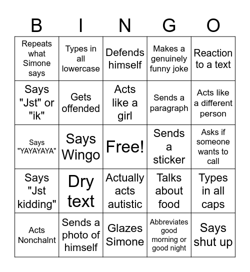 Coemick Bingo Card
