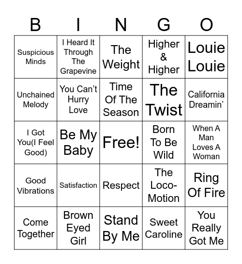The Super 60’s Bingo Card