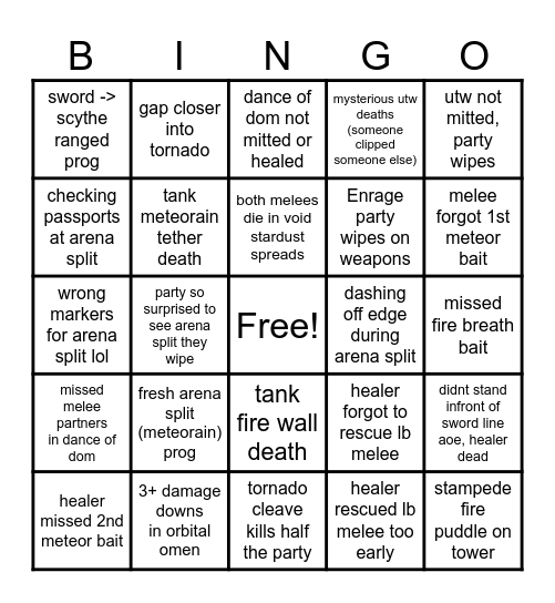 p11s pf prog Bingo Card