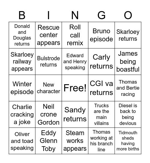 2026 Thomas predictions bingo Card