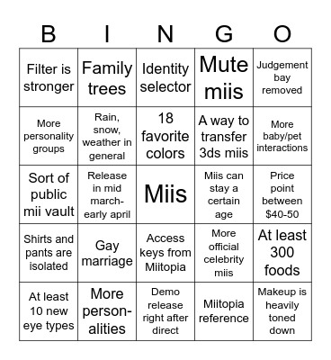 Living the Dream Bingo Card