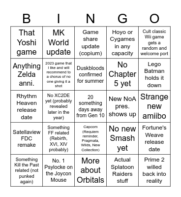 It's February Bingo Card
