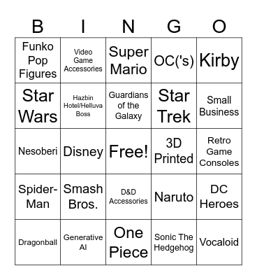 Convention Trip Bingo Card
