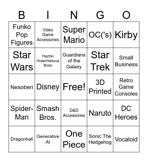 Convention Trip Bingo Card