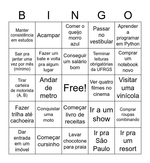 2026 Bingo Card