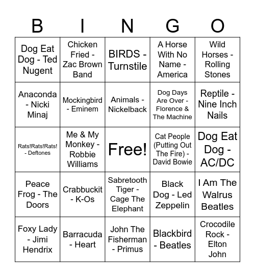 It's A Zoo Bingo Card