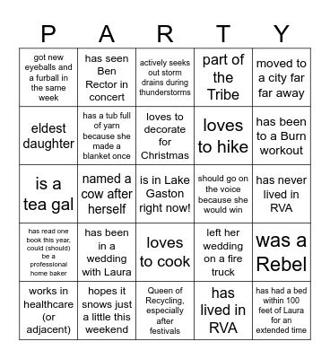 Birthday Bingo Card