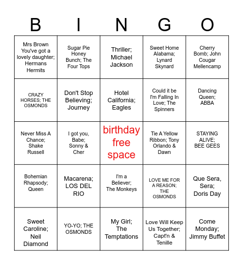 Mary's Birthday Bingo ! Bingo Card